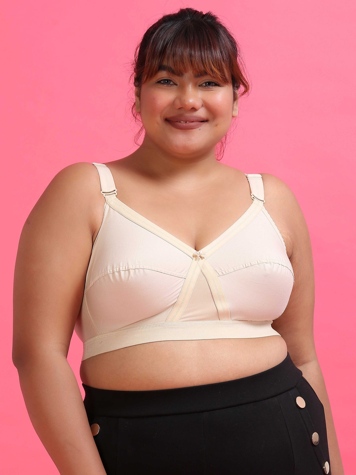 Cream Double Layered Full Coverage Plus Size Bras