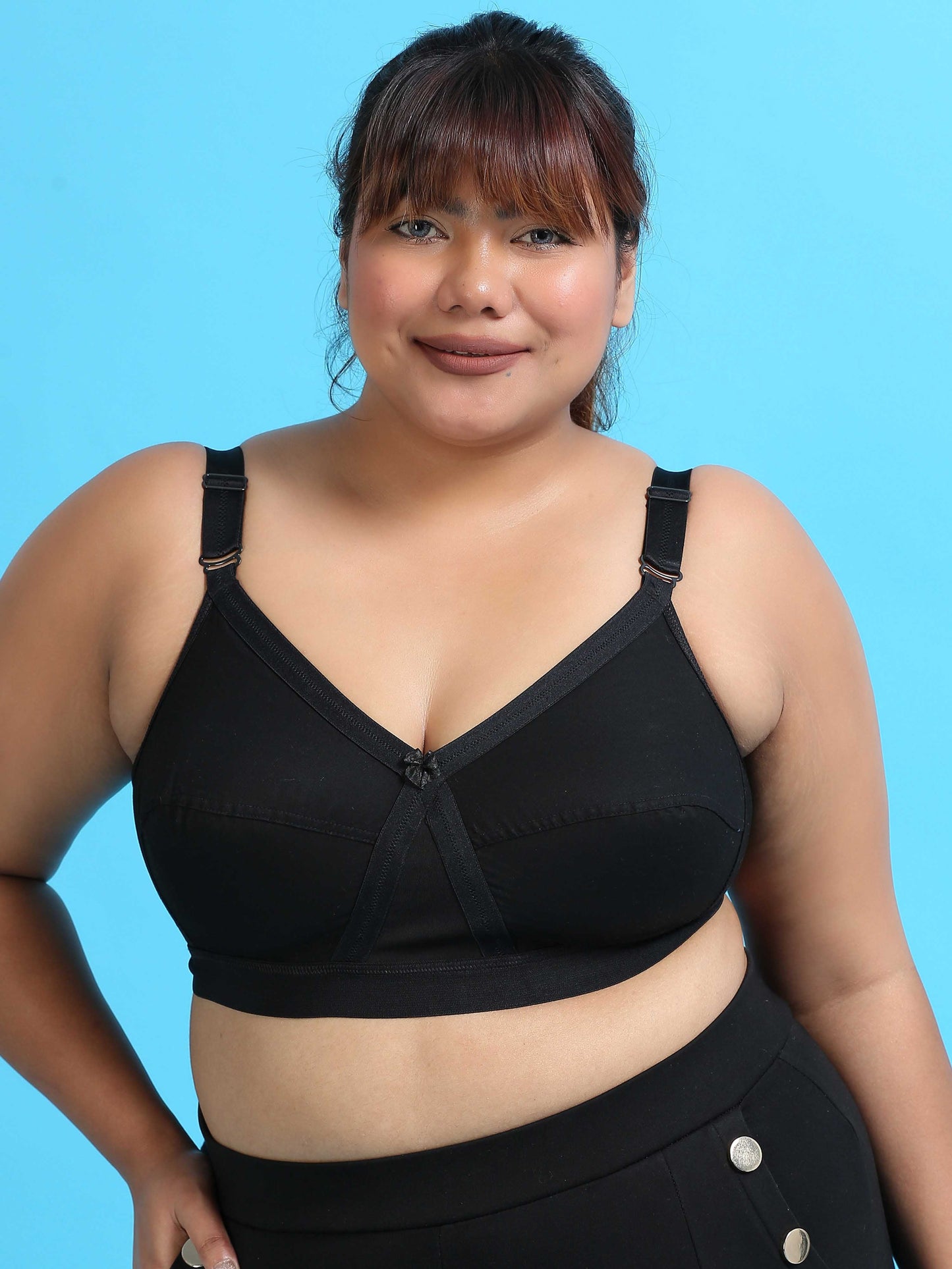 Pearl Black Double Layered Plus Size Bras