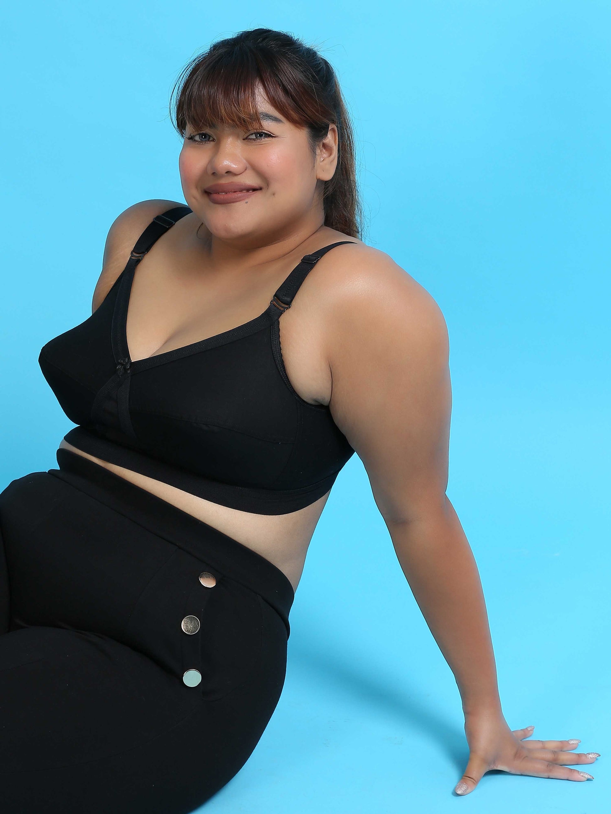 Pearl Black Double Layered Plus Size Bras